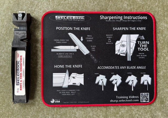 SELECTOOL Sharpener + Sharpening Mat Bundle | Clean, Safe, Fast Edge