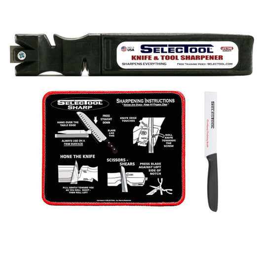Selectool Knife Sharpener + Non-Slip Mat & Training Knife – Learn Sharpening Safely